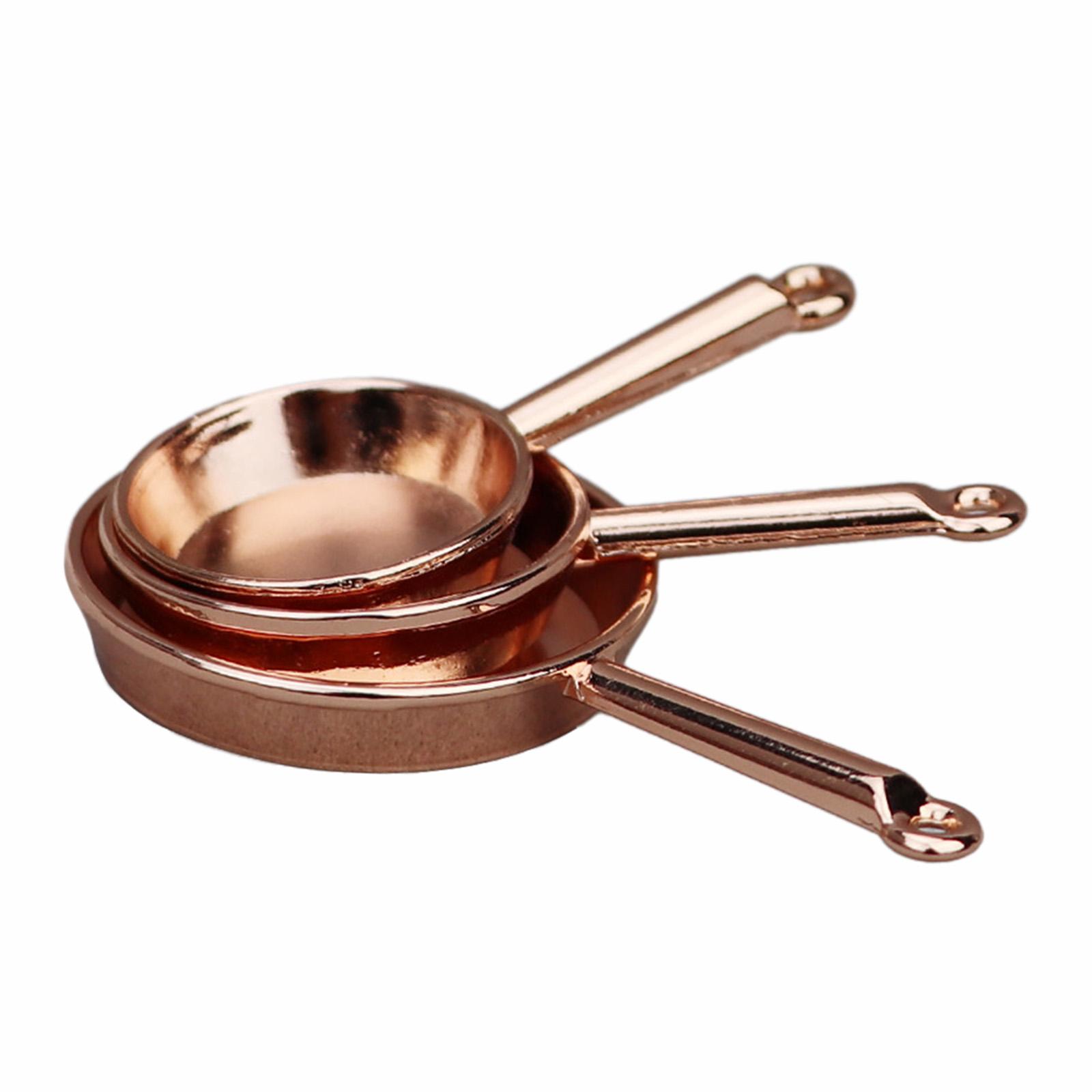 Magideal - 3X Juego De Utensilios De Cocina Para Casa De Muñecas Decoración De Casa De Muñecas Juego De Simulación Suministros Para Fiestas Cocinar Sartenes De M Metálico