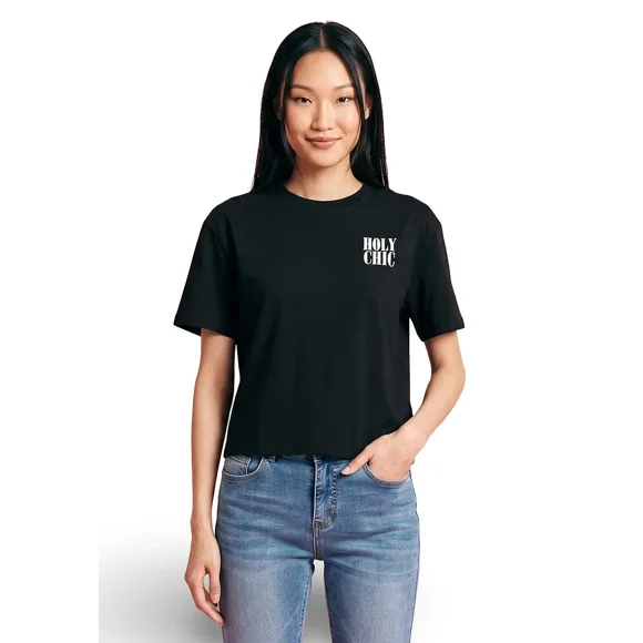 Polera Essentials Box Fit Frontal Print Negro Il Gioco