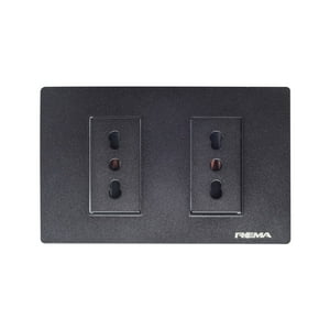 Enchufe 10/16A Doble Línea Arrayán Negro - Rema