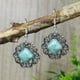 thumbnail image 1 of 1pair Boho Style Vintage Earrings with Turquoise - Ancient Silvery Design for Women and Girls, 1 of 5