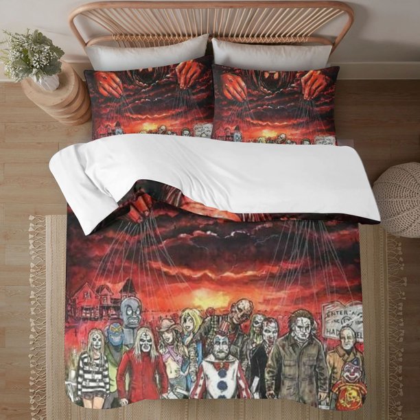Halloween Rob Zombie 3-Piece Bedding Set For Kids Boys Girls Adult Cartoon Warm Cute Fashion Holiday Present Gift Bed Sheets