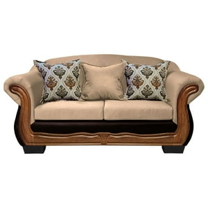 América Decora - Sofá Con Resorte Estructura Búfalo 3 Personas Chenille+Pu Beige X