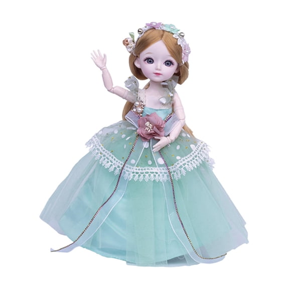12 Pulgadas 1/6 BJD Muñeca Princesa Niña Con Conjunto Completo Vestido De Maquillaje Vestido Verde