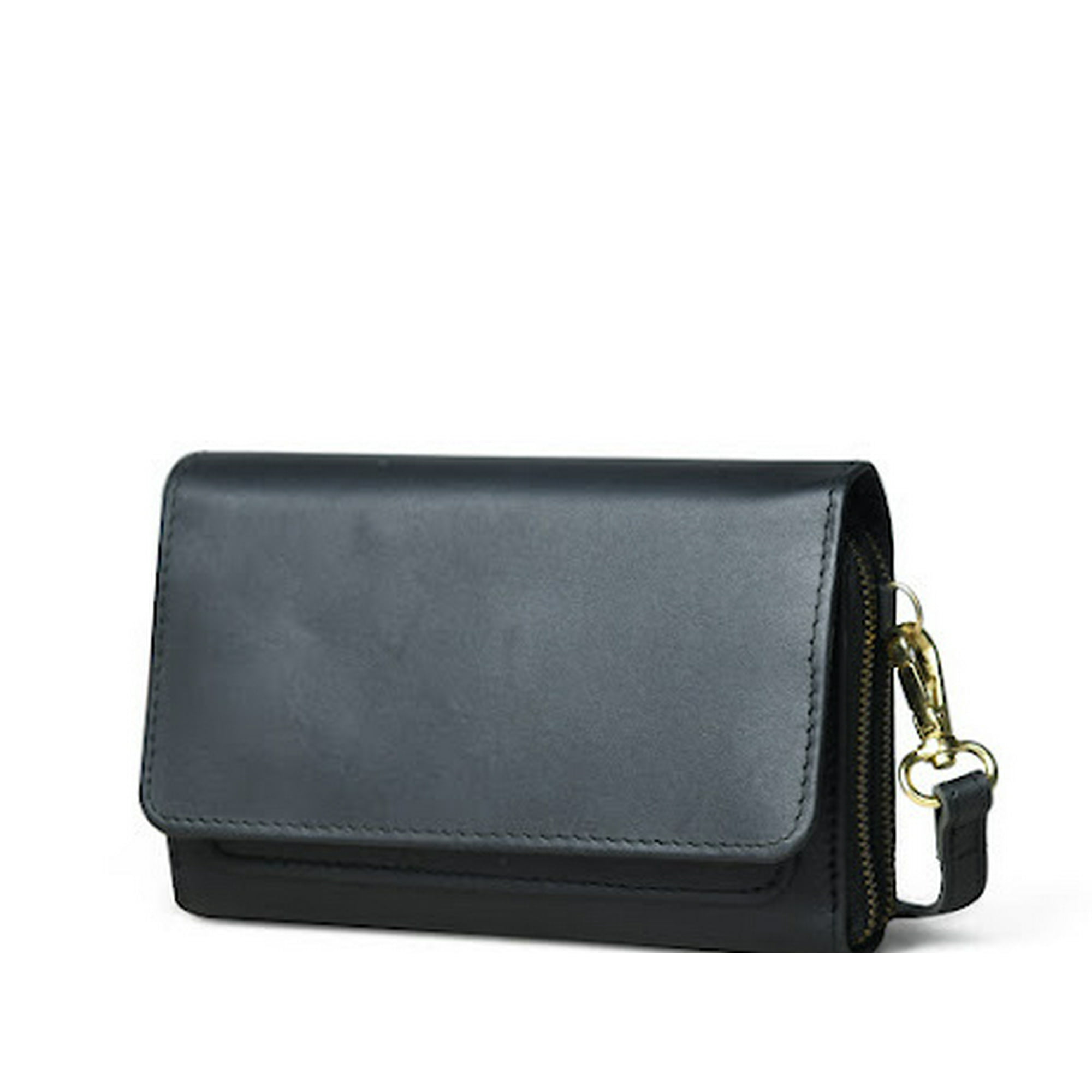 Cartera Bandolera Sharo Classic Leather Delgada Cuero Genuino Negra