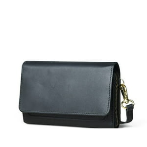 Cartera Bandolera Sharo Classic Leather Delgada Cuero Genuino Negra