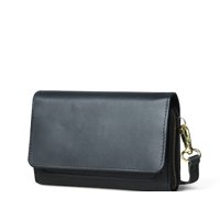 Cartera Bandolera Sharo Classic Leather Delgada Cuero Genuino Negra