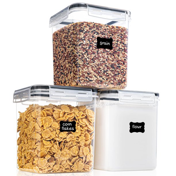 Contenedores de almacenamiento de alimentos PANTRYSTAR herméticos de 2,5 L (84,5 oz), 3 unidades