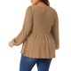 thumbnail image 3 of Agnes Orinda Blusas de Talla Grande para Mujeres Cuello Redondo Manga Larga Peplum Top de Punto 2X Caqui, 3 of 6