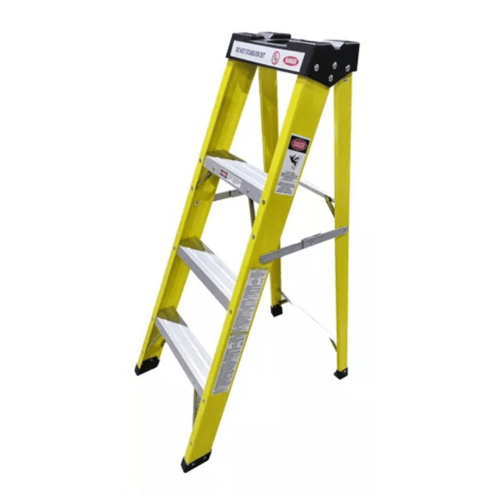 Escalera Fibra De Vidrio Industrial 1.2mts 4 Peldaños 150kg Amarilla ...