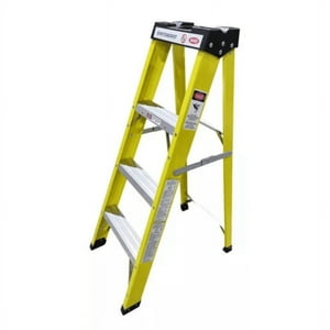Genérico - Escalera Fibra De Vidrio Industrial 1.2Mts 4 Peldaños 150Kg Amarilla