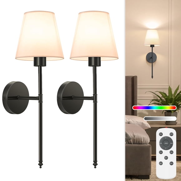 Lámpara de pared con pilas NIORSUN de 50 cm con mando a distancia, juego de 2
