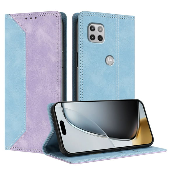 Funda FOXDOCK para Motorola Moto One 5G Ace de Cuero Premium Bicolor con Ranuras RFID, Carcasa Tipo Billetera Antigolpes y Soporte Plegable