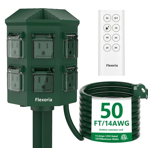 Regleta Flexoria 15 m 6 enchufes impermeable