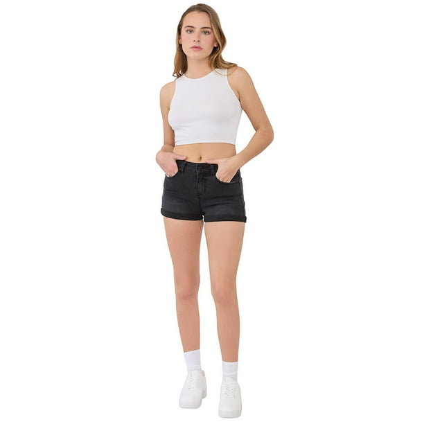 Short Mujer Bota Doblada Negro Corona