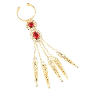 Genérico - Pulsera De Oro Egipcio Gitano Para Danza Del Vientre, Uñas Con Gemas Rojas, Joyería De Mano