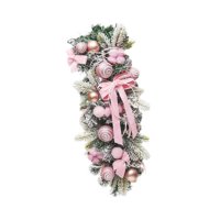 Magideal - Guirnalda Navideña Para Escaleras, Guirnalda Navideña, Con Luces, Adorno Artificial Decorativo, Guirnalda En Forma De Lágrima Para Puerta Y Exterior Rosa