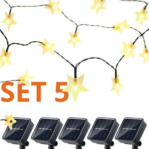 Genérico - Set 5 Guirnaldas Solar Estrellas Calida Decoracion 5 Metros