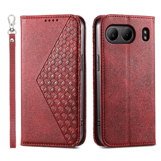 Funda Flip FOXDOCK para OnePlus Nord 4 5G , Estilo Billetera con Diseño Rombo, Correa de Mano y Soporte, Uso Diario