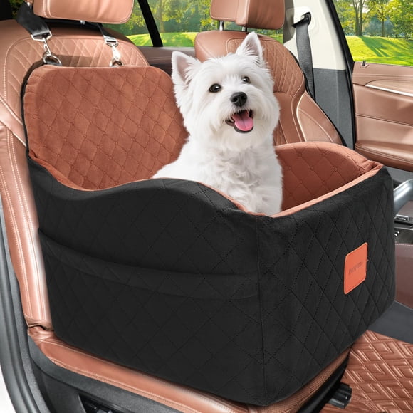 Asiento para coche de perro INDYBUD mediano 48 cm espuma viscoelástica negro/marrón