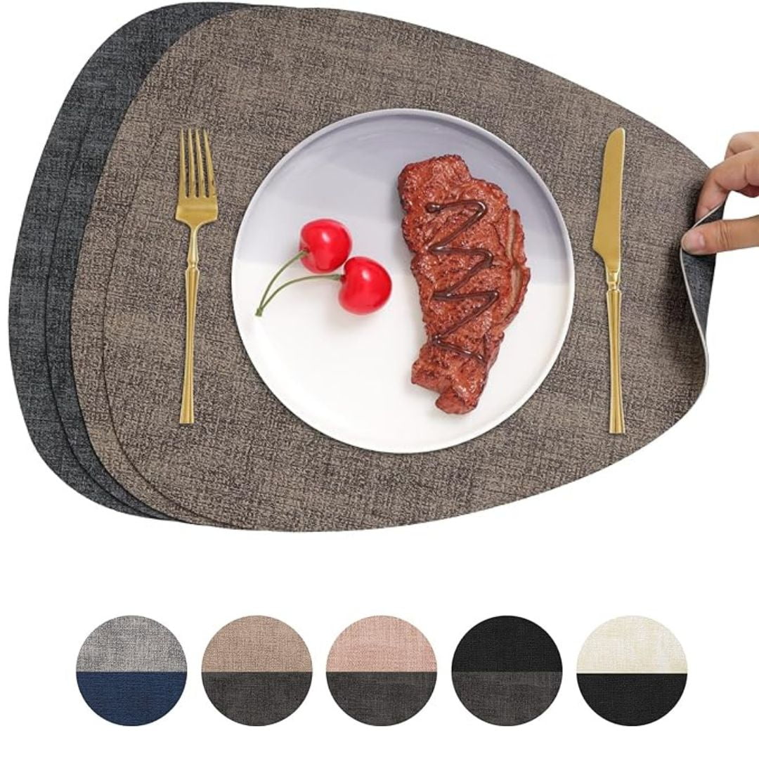 Aura Zeus - Set 4 Individuales Ecocuero Impermeables Antimanchas Reversibles