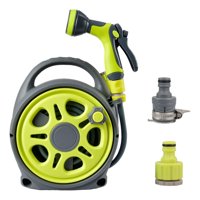 Ioensy - Carrete De Manguera De Jardín Portátil Boquilla De 7 Funciones 16M Para Duchar Mascotas Verde