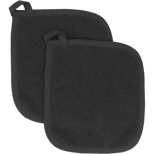 Juego de agarraderas de tela de rizo de algodón, almohadillas para calentar alimentos, paquete de 2