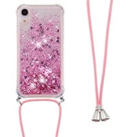 Funda Foxdock Para Iphone Xr Con Cuerda Ajustable, Brillo Líquido, Protección Antigolpes Y Lente – Ideal Para Regalo