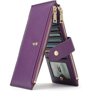 Veat00L - Billetera Femenina Con Cerradura Rfid, Bolsillo Con 2 Cremalleras, Diseño De Múltiples Tarjetas, Selección De Materiales De Alta Calidad