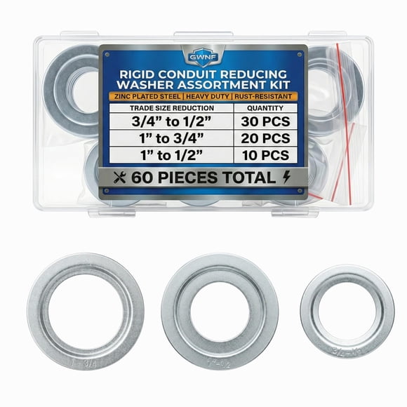 Kit GWNF de 60 piezas de arandelas reductoras de conducto rígido (3 tamaños)