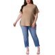 thumbnail image 2 of Agnes Orinda Camisetas de Mujer Tallas Grandes con Abertura Lateral Textura Cuello Redondo Manga Corta Blusa Casual Túnica 4X Caqui, 2 of 6