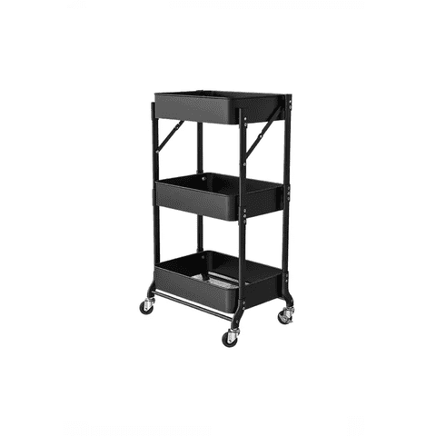 Genérico - Organizador Carro Plegable Multiuso 3 Niveles Negro