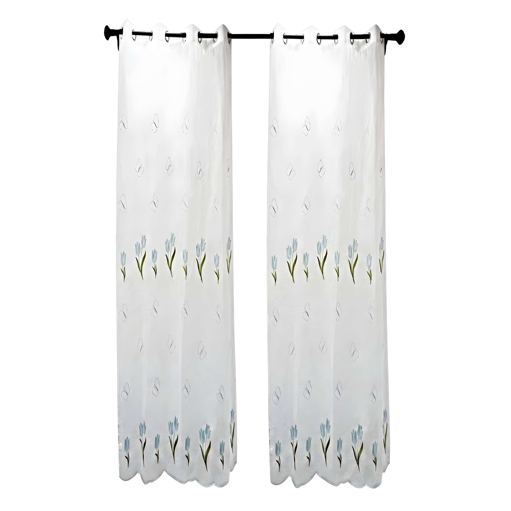 Genérico - Pack De 2 Cortinas Tipo Visillo Con Bordado De Alta Definición 10