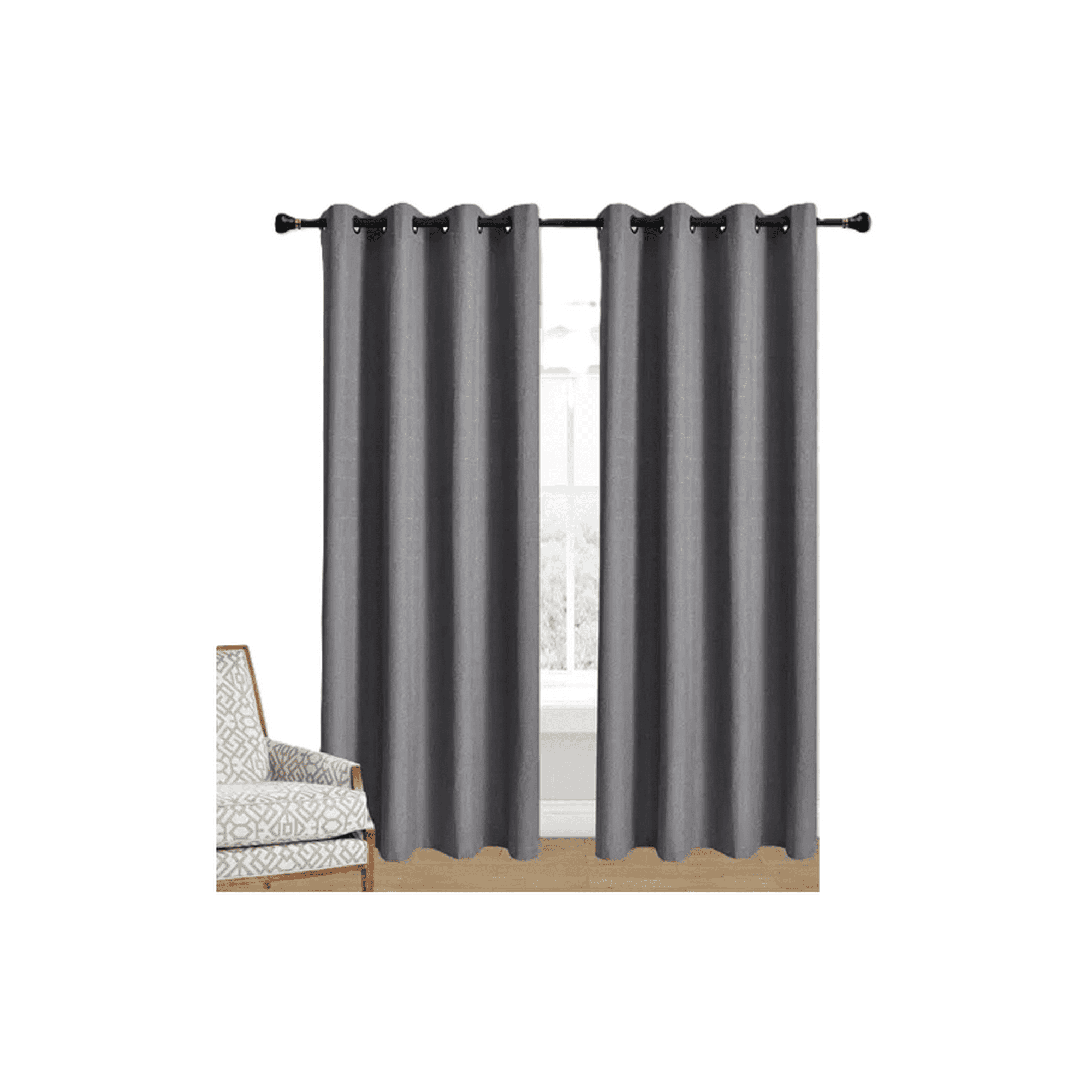 Genérico - Cortina Lino Con Blackout Engomado Térmica 140x220 Gris Oscuro