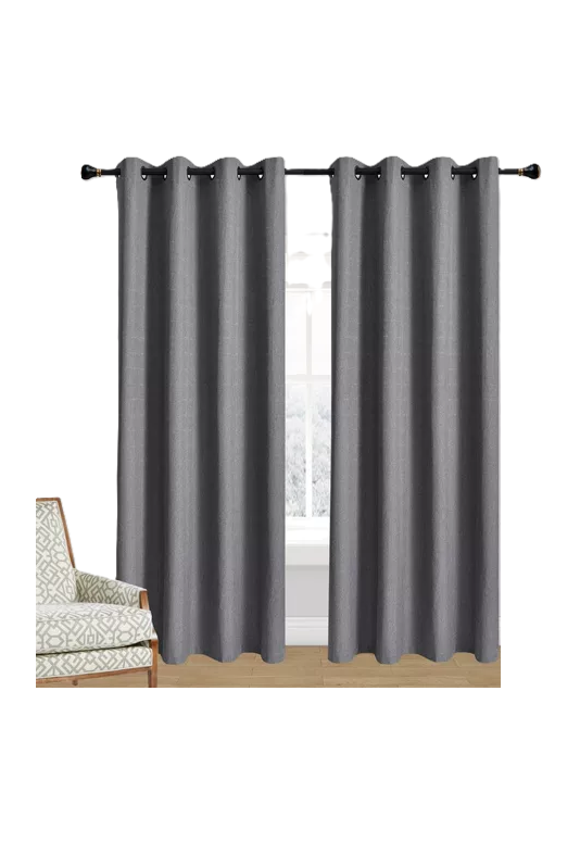 Genérico - Cortina Lino Con Blackout Engomado Térmica 140X220 Gris Oscuro