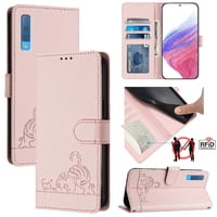 Funda Tipo Cartera Foxdock Para Samsung Galaxy A7 2018 Con Soporte, Ranuras, Rfid, Diseño De Gato