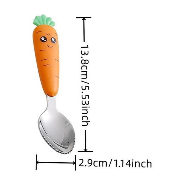 1pc/1set Creative Cartoon Carrot Tableware, Children's Fork Spoon With Handle, Portable Children's Tableware, For Toddlers Kids