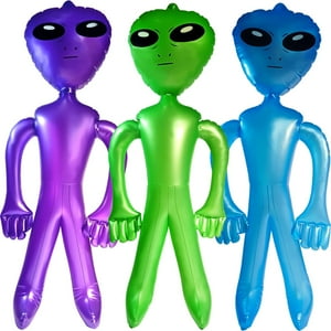 Alien Vlish Inflable, Paquete De 3 Unidades, Tamaño Jumbo, 32 Cm, Verde, Morado Y Azul