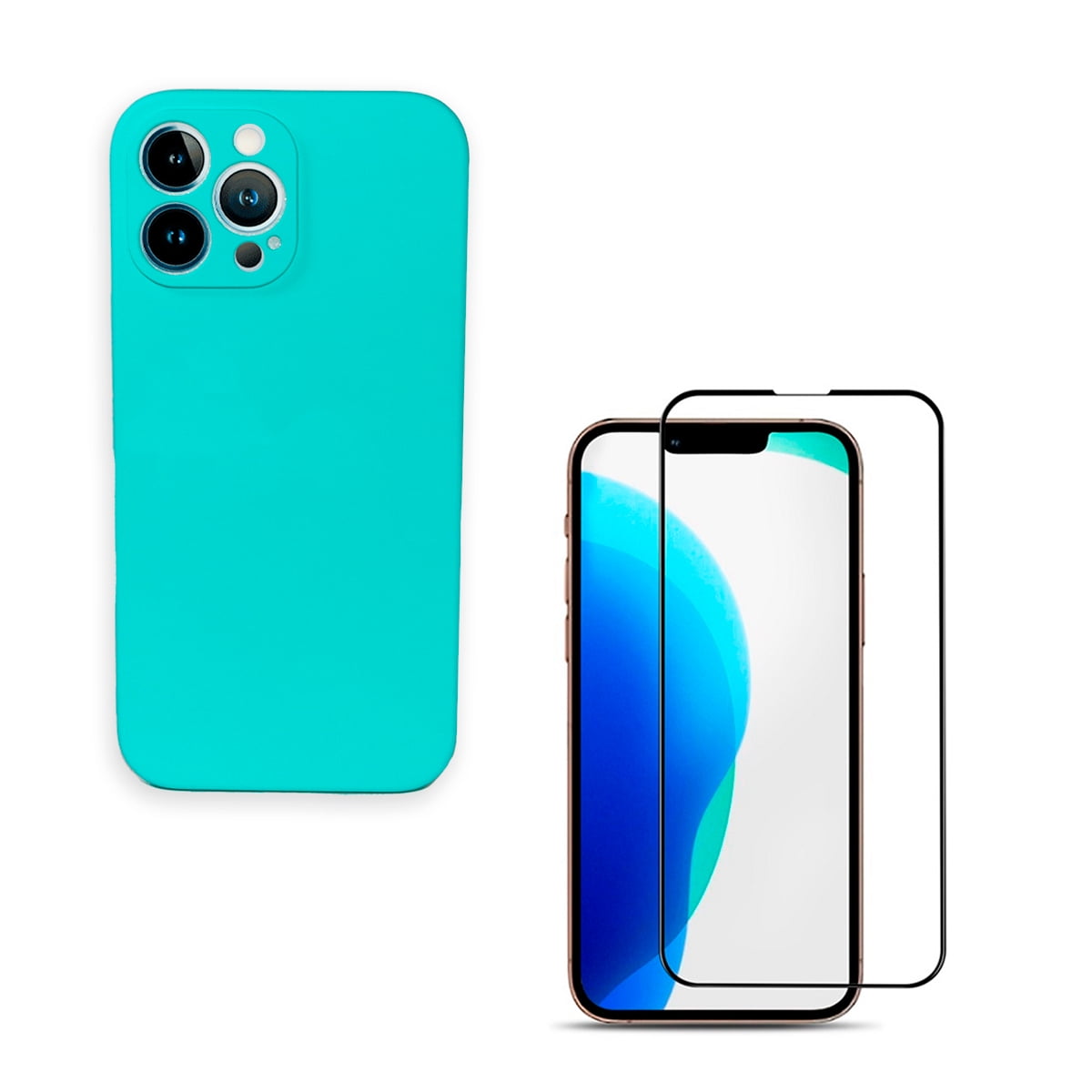 Joigo - Carcasa + Lamina Para Iphone 13 Pro Max Goma Turquesa