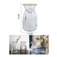 Xianzhu - Jarrón De Vidrio Con Borde Dorado Y Cinta 19 X 12 Cm
