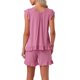 thumbnail image 3 of INSPIRE CHIC Conjunto de pijama de mujer con mangas con volantes, suave y transpirable, conjunto de pantalones cortos de viscosa para estar en casa con cintura elástica XL Rojo Rosado, 3 of 6