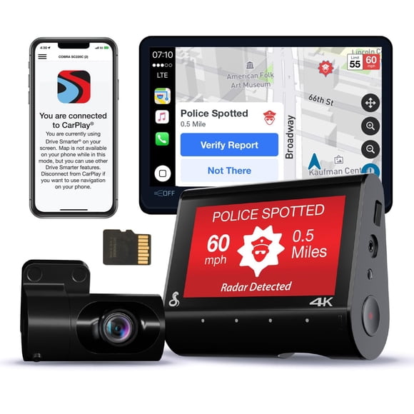 Dash Cam Cobra Smart Dual View SC 250R 4K 32 GB CarPlay Android