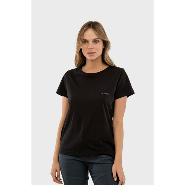 Polera Orgánica Classic Logo Negro Mujer Falcone