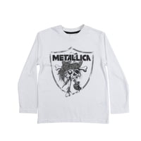 Polera Manga Larga Niño Calavera Blanco Metallica