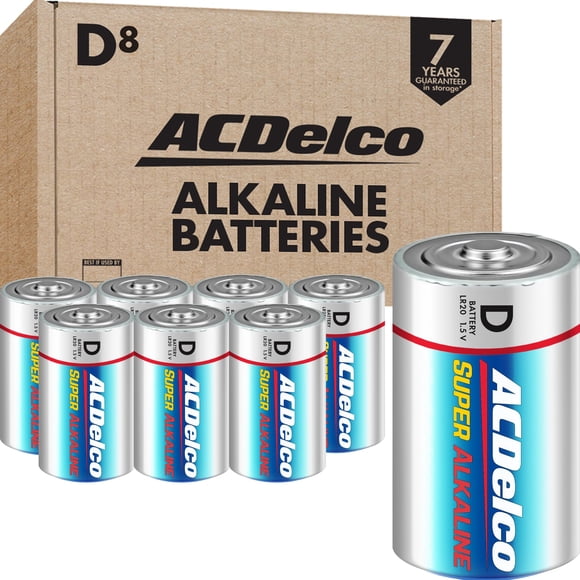 Batería ACDelco D superalcalina de 1,5 V, paquete de 8 unidades, 7 años de vida útil