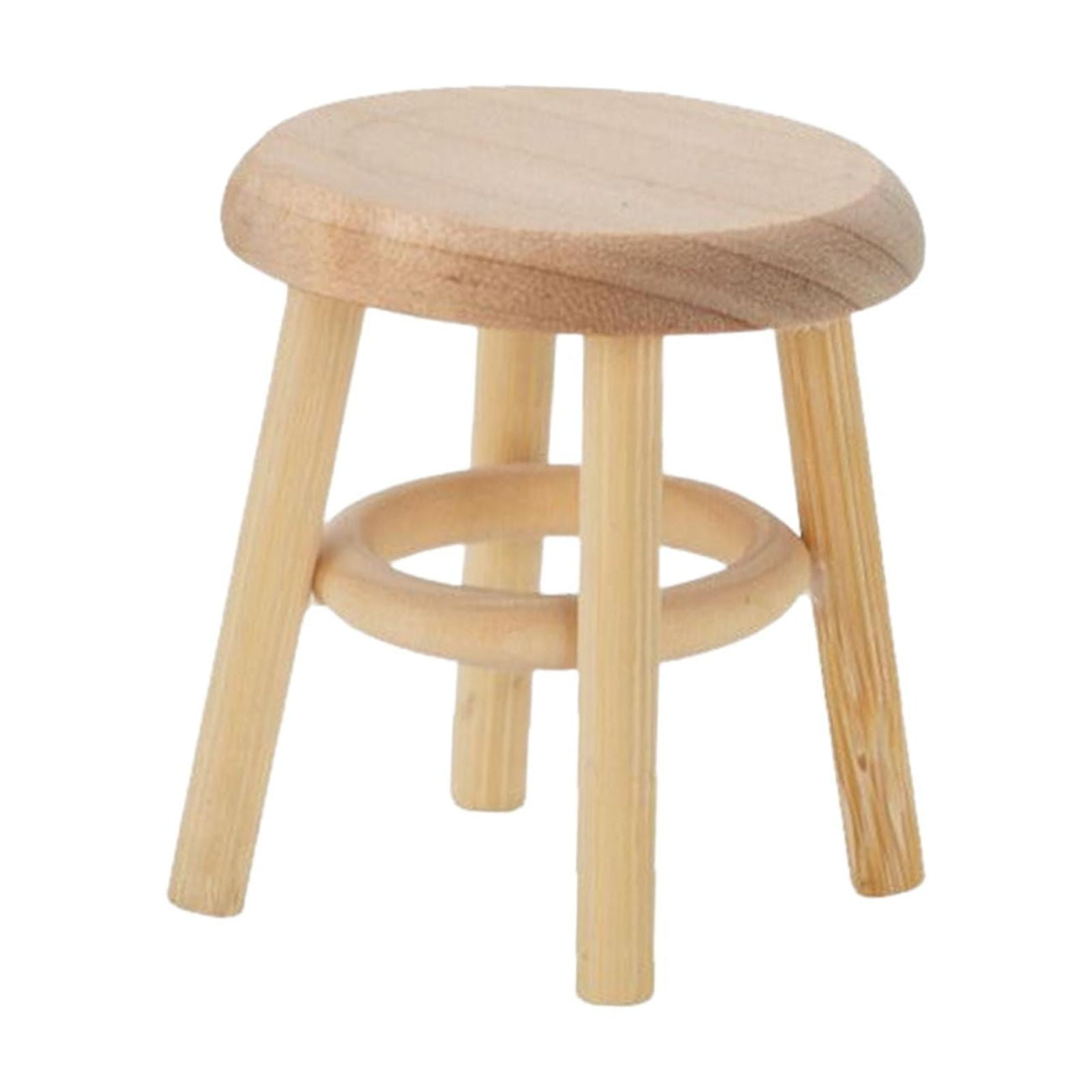 Magideal - Juego De Muebles De Taburete En Miniatura De Madera Asiento De Taburete Redondo Hecho A Mano Para Casa De Muñecas 1/12 Juguetes De Cocina Ornamento , De Madera