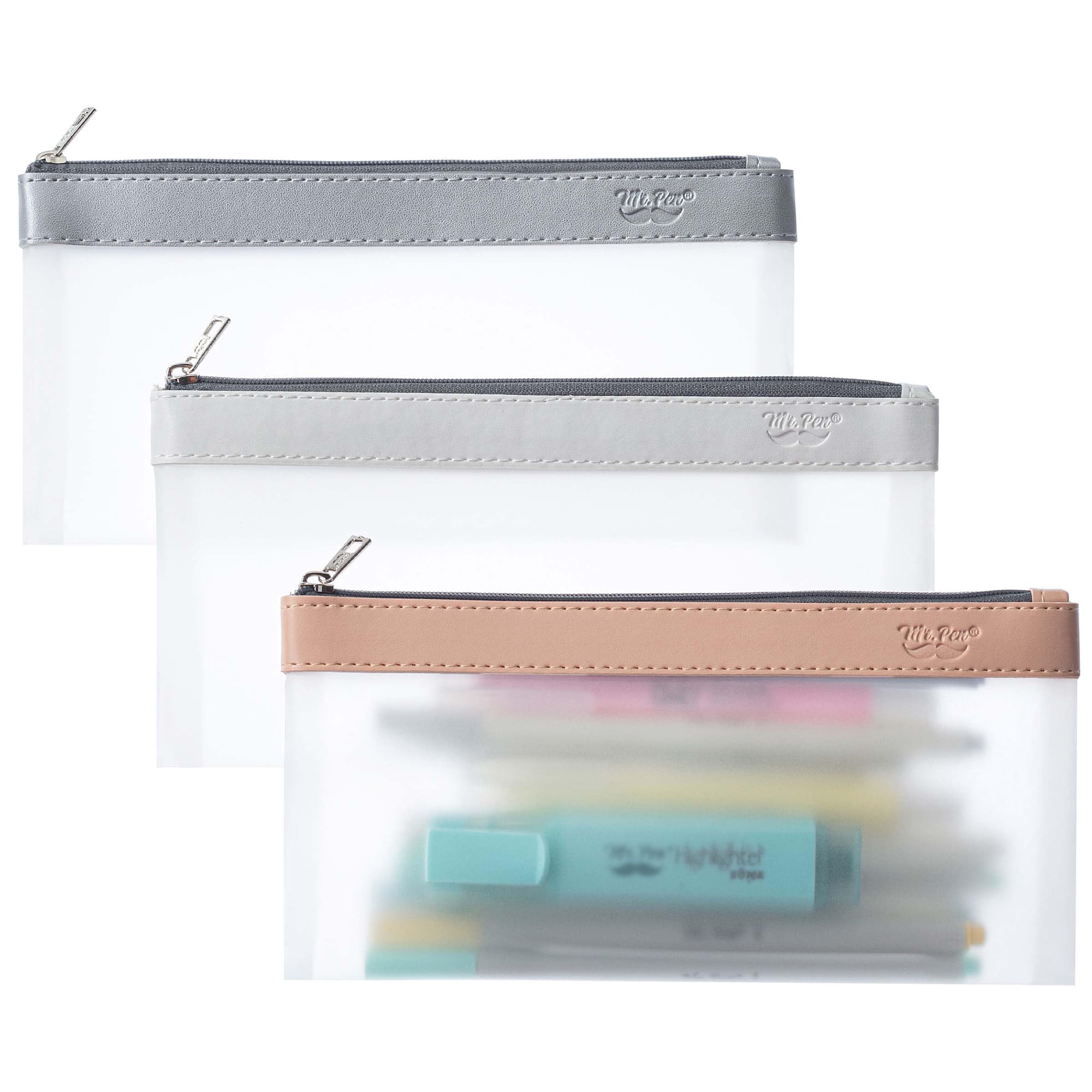 Estuche Para Lápices Mr. Pen Transparente De Tpu, Paquete De 3