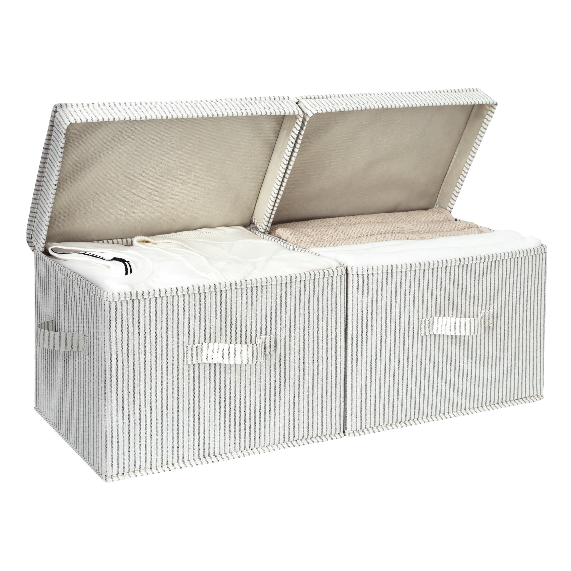 Cubos De Almacenamiento Storageworks Decorativos Con Tapa, Paquete De 2, Color Gris Y Blanco