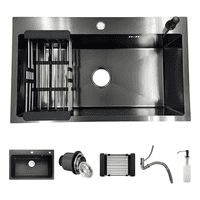 Genérica - Lavaplatos 75X45 Cm Negro Deluxe + Rejilla Y Dispensador