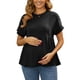 thumbnail image 1 of INSPIRE CHIC Camiseta de Maternidad para Mujer con Mangas Cortas, Cintura Plisada, Camiseta de Embarazo, Blusa Casual Suelta de Peplum Oversize XL Negro, 1 of 6