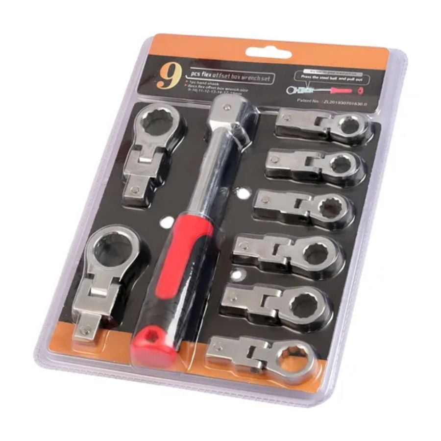 Aventura Store - Juego De Llaves Estrella 9pcs Ajustable Acero